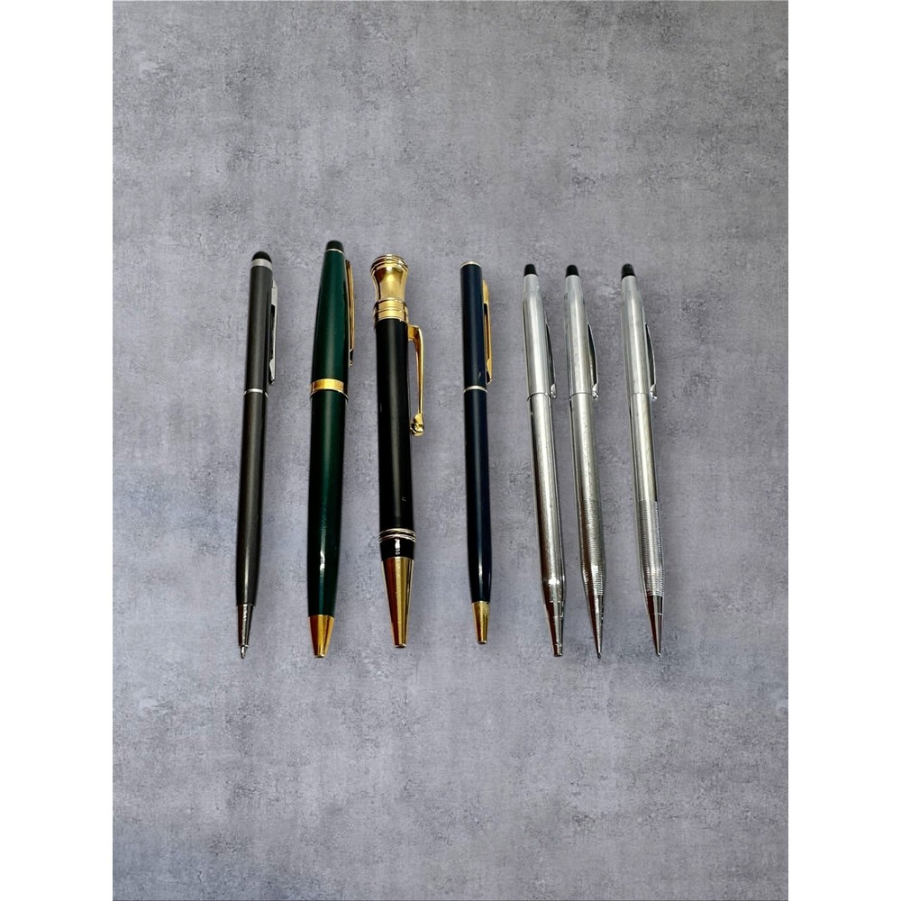 Cross Parker Mixed Ballpoint Pen/Pencil Lot 7pc Silver Gold Green Vintage -As Is